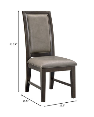 English Elm 2pc High Back Pu Leather Dining Chairs Wooden Frame Transitional Comfort Seating B2741P508557