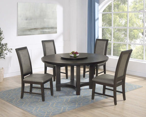 English Elm 2pc High Back Pu Leather Dining Chairs Wooden Frame Transitional Comfort Seating B2741P508557