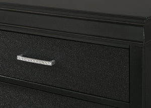 English Elm Modern Hollywood Regency Tall Chest Five Drawers Black Lacquer Crystal Bar Pulls B2741P526981