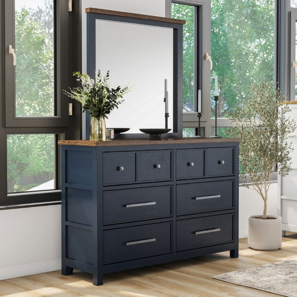 English Elm Modern Farmhouse 8 Drawer Dresser Pinewood Build with Dovetail Joinery Two Tone Finish B2741P546523