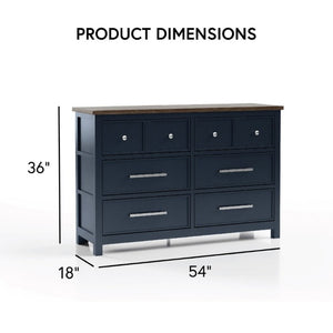 English Elm Modern Farmhouse 8 Drawer Dresser Pinewood Build with Dovetail Joinery Two Tone Finish B2741P546523