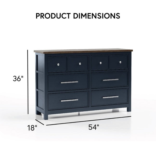 English Elm Modern Farmhouse 8 Drawer Dresser Pinewood Build with Dovetail Joinery Two Tone Finish B2741P546523