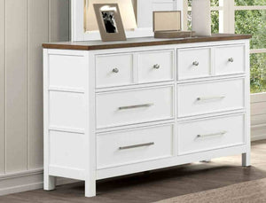 English Elm Modern Farmhouse 8 Drawer Dresser with Dovetail Joinery Two Tone White and Brown B2741P552323