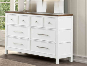 English Elm Modern Farmhouse 8 Drawer Dresser with Dovetail Joinery Two Tone White and Brown B2741P552323