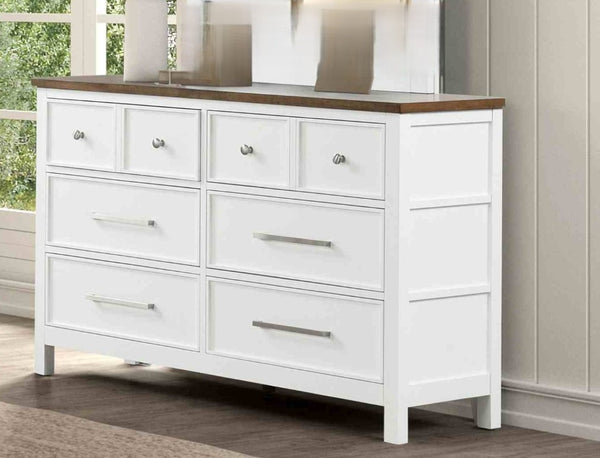English Elm Modern Farmhouse 8 Drawer Dresser with Dovetail Joinery Two Tone White and Brown B2741P552323