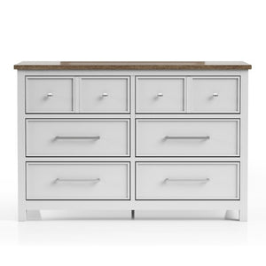 English Elm Modern Farmhouse 8 Drawer Dresser with Dovetail Joinery Two Tone White and Brown B2741P552323