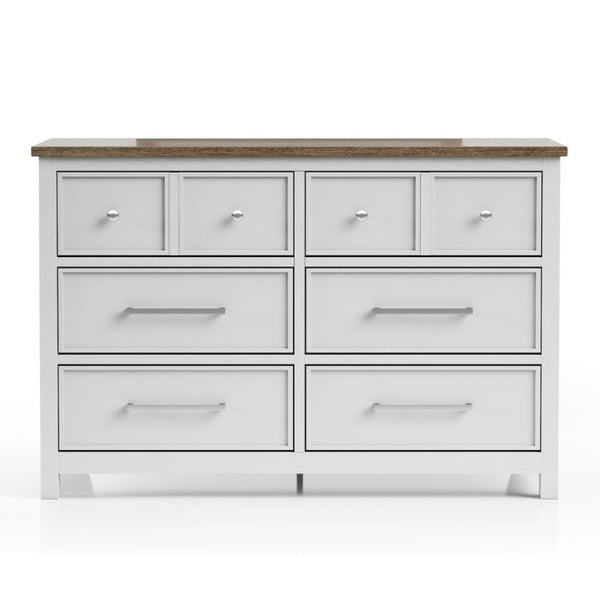 English Elm Modern Farmhouse 8 Drawer Dresser with Dovetail Joinery Two Tone White and Brown B2741P552323