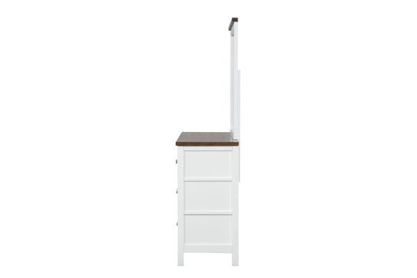 English Elm Modern Farmhouse 8 Drawer Dresser with Dovetail Joinery Two Tone White and Brown B2741P552323