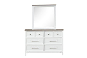 English Elm Modern Farmhouse 8 Drawer Dresser with Dovetail Joinery Two Tone White and Brown B2741P552323