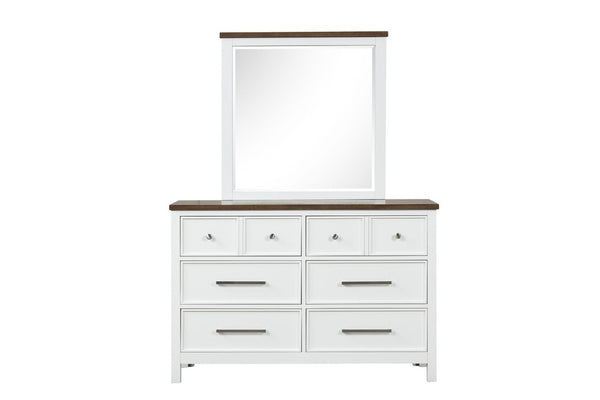 English Elm Modern Farmhouse 8 Drawer Dresser with Dovetail Joinery Two Tone White and Brown B2741P552323