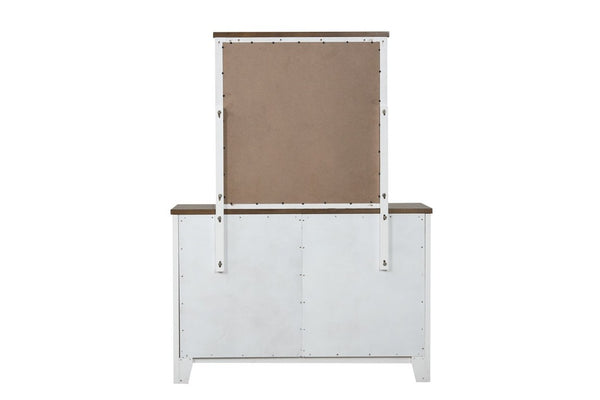 English Elm Modern Farmhouse 8 Drawer Dresser with Dovetail Joinery Two Tone White and Brown B2741P552323