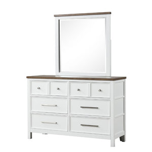 English Elm Modern Farmhouse 8 Drawer Dresser with Dovetail Joinery Two Tone White and Brown B2741P552323