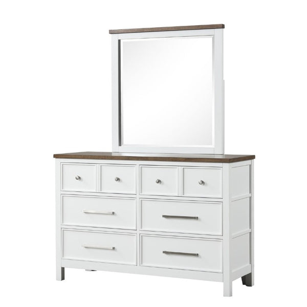 English Elm Modern Farmhouse 8 Drawer Dresser with Dovetail Joinery Two Tone White and Brown B2741P552323