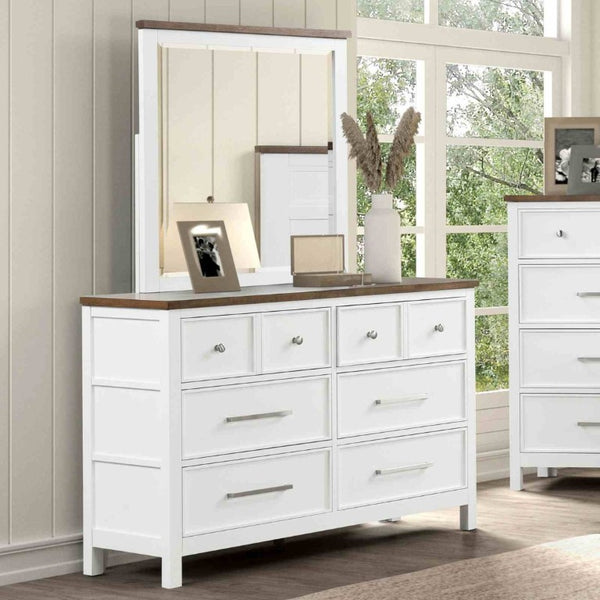 English Elm Modern Farmhouse 8 Drawer Dresser with Dovetail Joinery Two Tone White and Brown B2741P552323