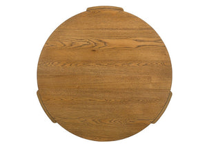English Elm Contemporary Round Coffee Table with Plinth Base Walnut Finish for Modern Living Rooms B2741P557678
