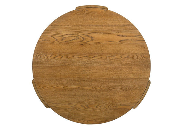 English Elm Contemporary Round Coffee Table with Plinth Base Walnut Finish for Modern Living Rooms B2741P557678