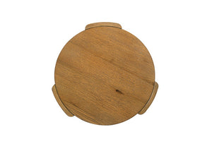 English Elm Contemporary Round End Table with Plinth Base Walnut Veneer Accent for Living Room B2741P557679
