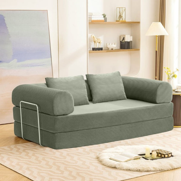 English Elm Contemporary Corduroy Modular Sofa with Chrome Accents and High Density Foam Seating Olive Green B2741P557712
