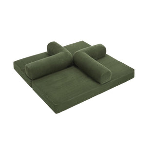English Elm Contemporary Corduroy Modular Sofa with Chrome Accents and High Density Foam Seating Olive Green B2741P557712
