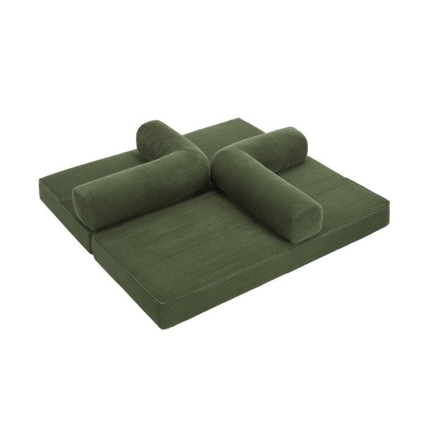 English Elm Contemporary Corduroy Modular Sofa with Chrome Accents and High Density Foam Seating Olive Green B2741P557712