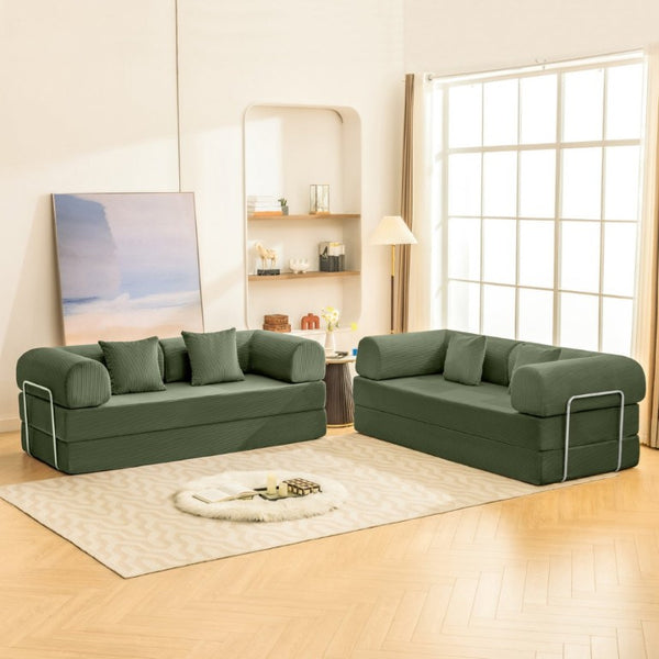 English Elm Contemporary Corduroy Modular Sofa with Chrome Accents and High Density Foam Seating Olive Green B2741P557712
