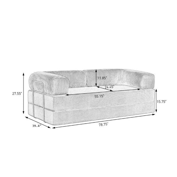 English Elm Contemporary Corduroy Modular Sofa with Chrome Accents and High Density Foam Seating Olive Green B2741P557712