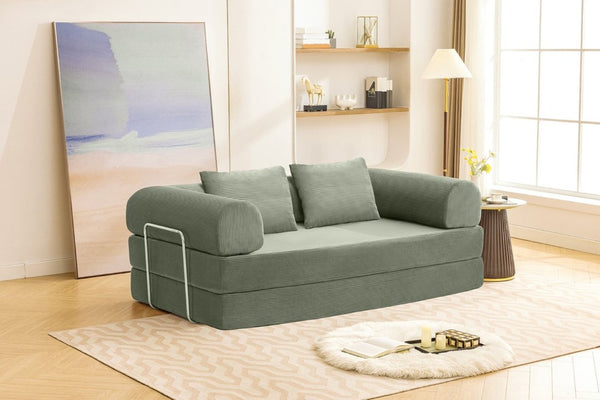 English Elm Contemporary Corduroy Modular Sofa with Chrome Accents and High Density Foam Seating Olive Green B2741P557712
