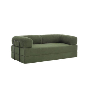 English Elm Contemporary Corduroy Modular Sofa with Chrome Accents and High Density Foam Seating Olive Green B2741P557712