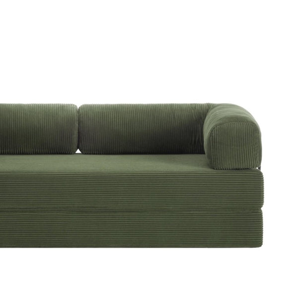 English Elm Contemporary Corduroy Modular Sofa with Chrome Accents and High Density Foam Seating Olive Green B2741P557712