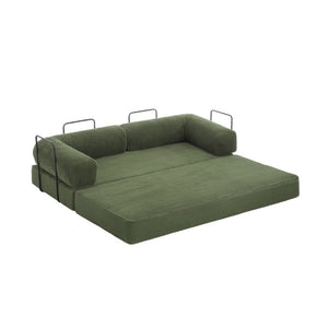 English Elm Contemporary Corduroy Modular Sofa with Chrome Accents and High Density Foam Seating Olive Green B2741P557712