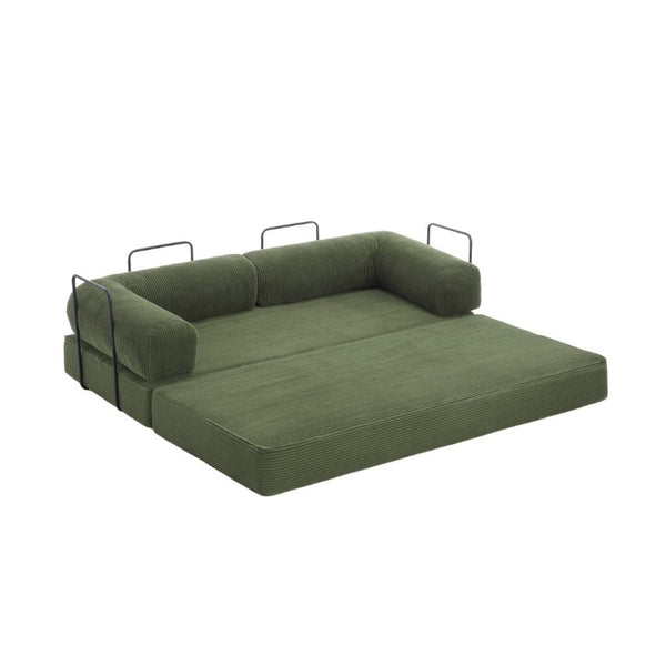 English Elm Contemporary Corduroy Modular Sofa with Chrome Accents and High Density Foam Seating Olive Green B2741P557712