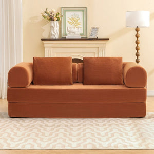English Elm Contemporary Corduroy Modular Sofa with Chrome Accents and High Density Foam Seating Rustic Brown B2741P557725