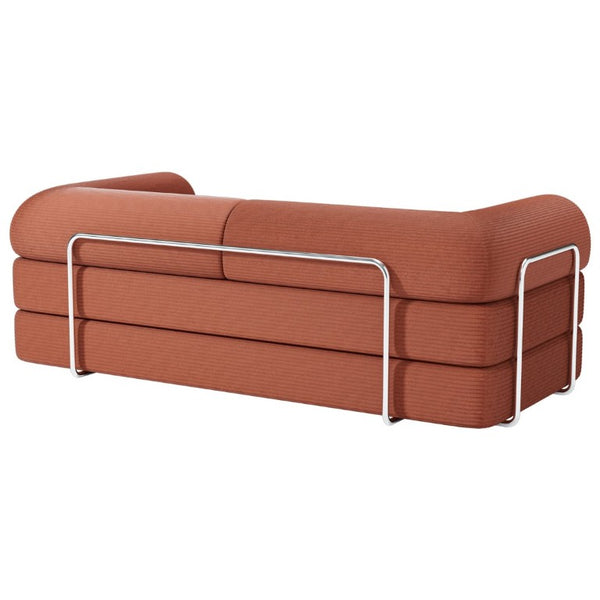 English Elm Contemporary Corduroy Modular Sofa with Chrome Accents and High Density Foam Seating Rustic Brown B2741P557725