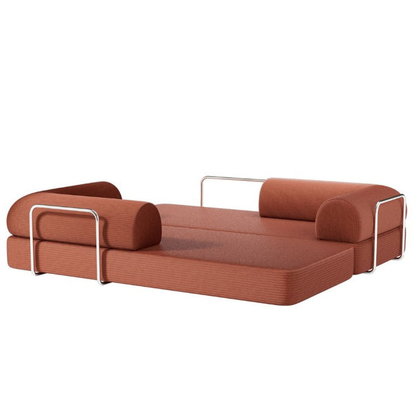 English Elm Contemporary Corduroy Modular Sofa with Chrome Accents and High Density Foam Seating Rustic Brown B2741P557725
