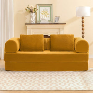 English Elm Contemporary Corduroy Modular Sofa with Chrome Accents and High Density Foam Seating Ginger B2741P557727