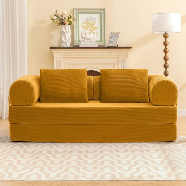 English Elm Contemporary Corduroy Modular Sofa with Chrome Accents and High Density Foam Seating Ginger B2741P557727