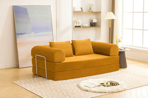 English Elm Contemporary Corduroy Modular Sofa with Chrome Accents and High Density Foam Seating Ginger B2741P557727
