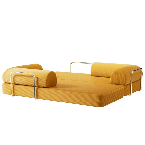 English Elm Contemporary Corduroy Modular Sofa with Chrome Accents and High Density Foam Seating Ginger B2741P557727