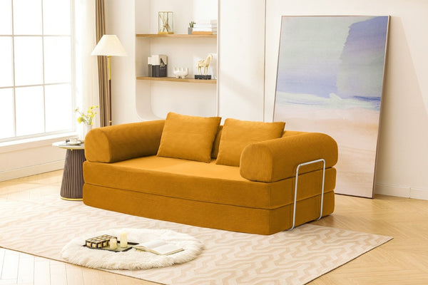 English Elm Contemporary Corduroy Modular Sofa with Chrome Accents and High Density Foam Seating Ginger B2741P557727