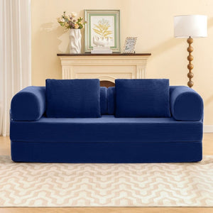 English Elm Contemporary Corduroy Modular Sofa with Chrome Accents and High Density Foam Seating Blue B2741P557729