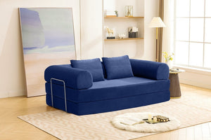 English Elm Contemporary Corduroy Modular Sofa with Chrome Accents and High Density Foam Seating Blue B2741P557729