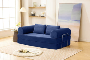 English Elm Contemporary Corduroy Modular Sofa with Chrome Accents and High Density Foam Seating Blue B2741P557729