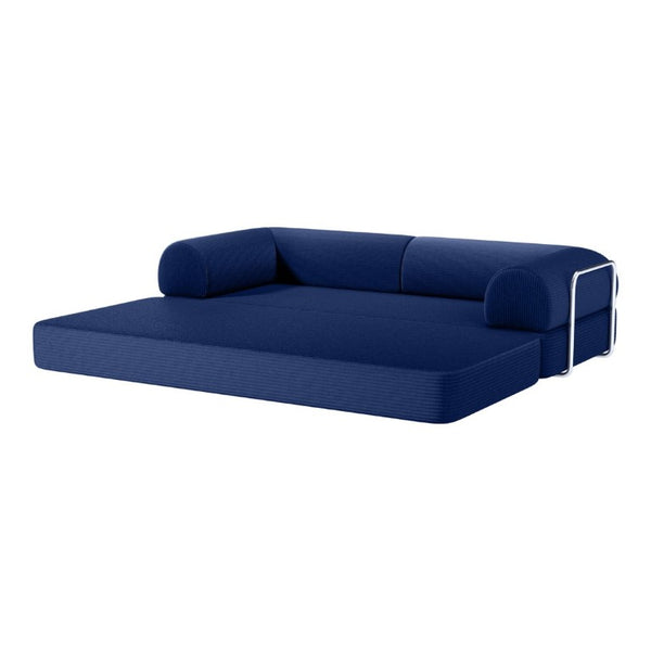 English Elm Contemporary Corduroy Modular Sofa with Chrome Accents and High Density Foam Seating Blue B2741P557729