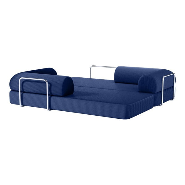 English Elm Contemporary Corduroy Modular Sofa with Chrome Accents and High Density Foam Seating Blue B2741P557729