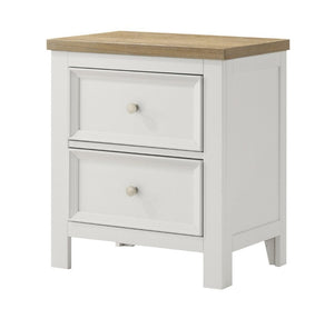 English Elm 1Pc Two Drawer Wooden Nightstand White Brown Finish Bedroom Bedside Storage Furniture B2741P557736