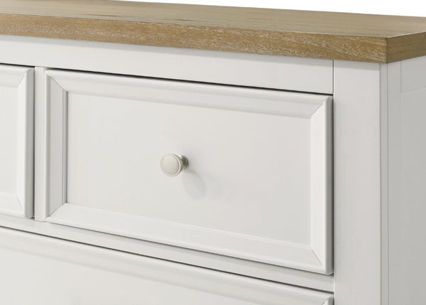 English Elm 1Pc Two Drawer Wooden Nightstand White Brown Finish Bedroom Bedside Storage Furniture B2741P557736