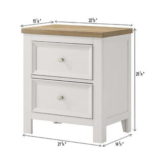 English Elm 1Pc Two Drawer Wooden Nightstand White Brown Finish Bedroom Bedside Storage Furniture B2741P557736
