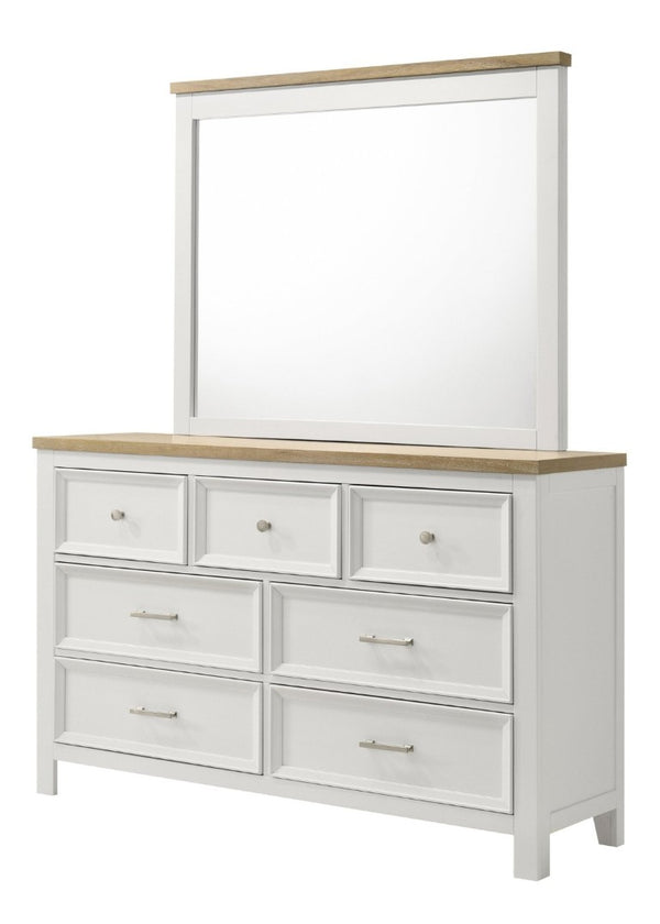 English Elm 1Pc Contemporary Seven Drawer Wooden Dresser Two Tone White Brown Bedroom Storage B2741P557747