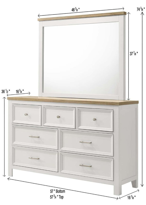 English Elm 1Pc Contemporary Seven Drawer Wooden Dresser Two Tone White Brown Bedroom Storage B2741P557747