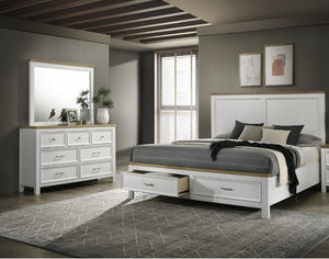 English Elm 1Pc Contemporary Seven Drawer Wooden Dresser Two Tone White Brown Bedroom Storage B2741P557747